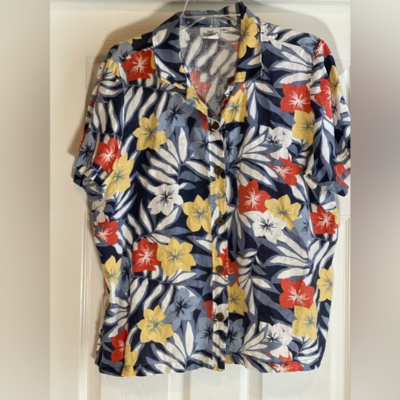 Hot Cotton Hawaiian Print Linen shirt size xl - Picture 5 of 5